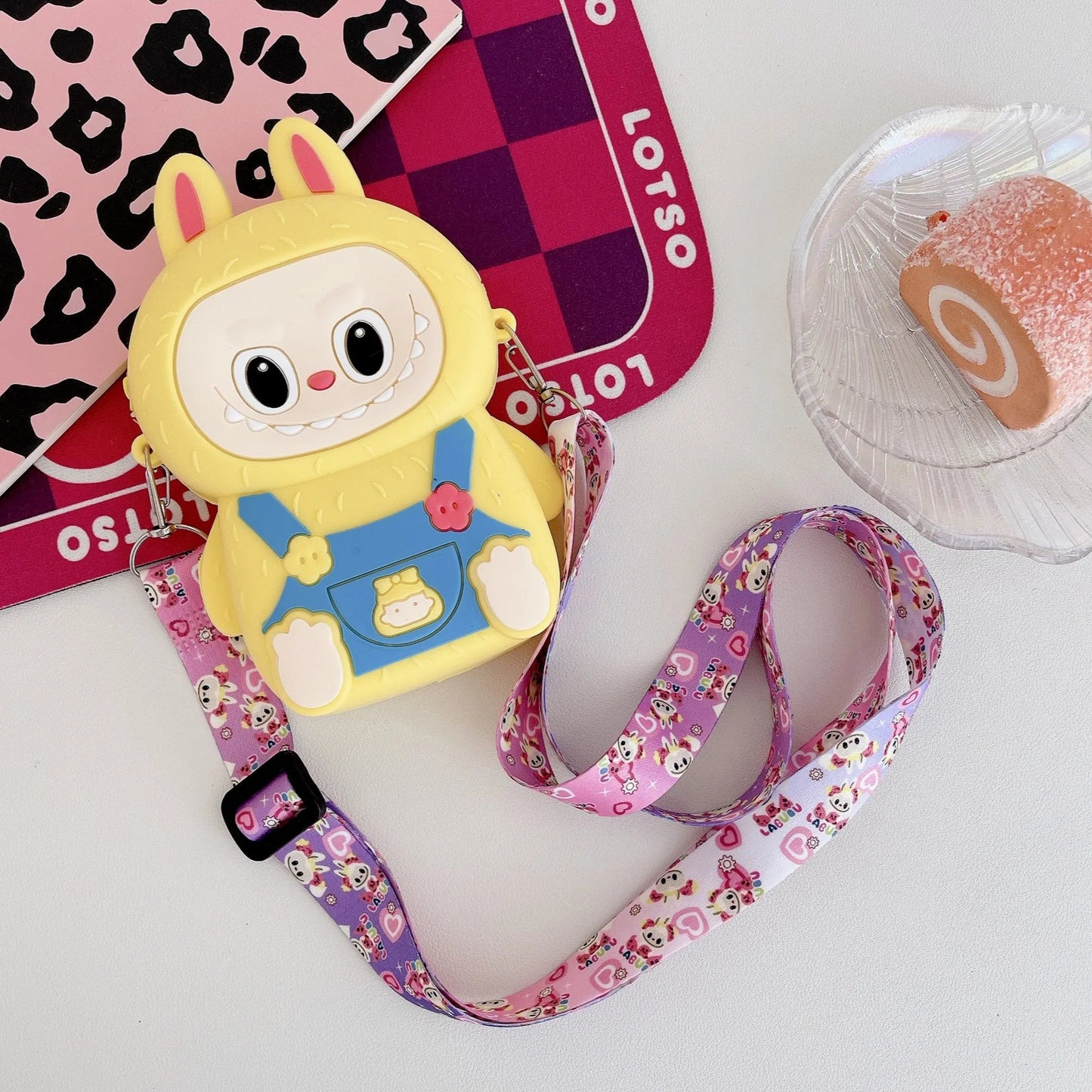 MimiMagic™ Cute Silicone Crossbody Bag – Labubu Bunny Design