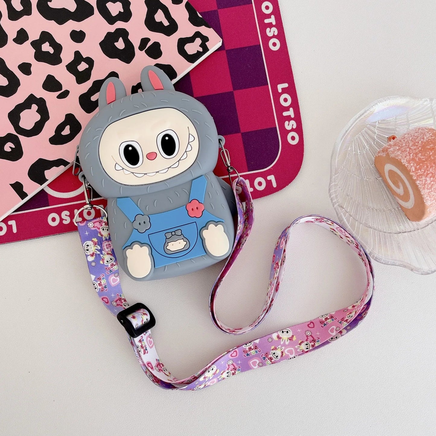 MimiMagic™ Cute Silicone Crossbody Bag – Labubu Bunny Design