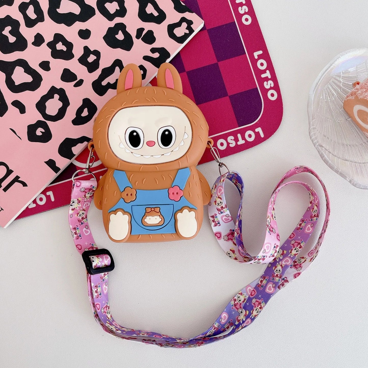 MimiMagic™ Cute Silicone Crossbody Bag – Labubu Bunny Design