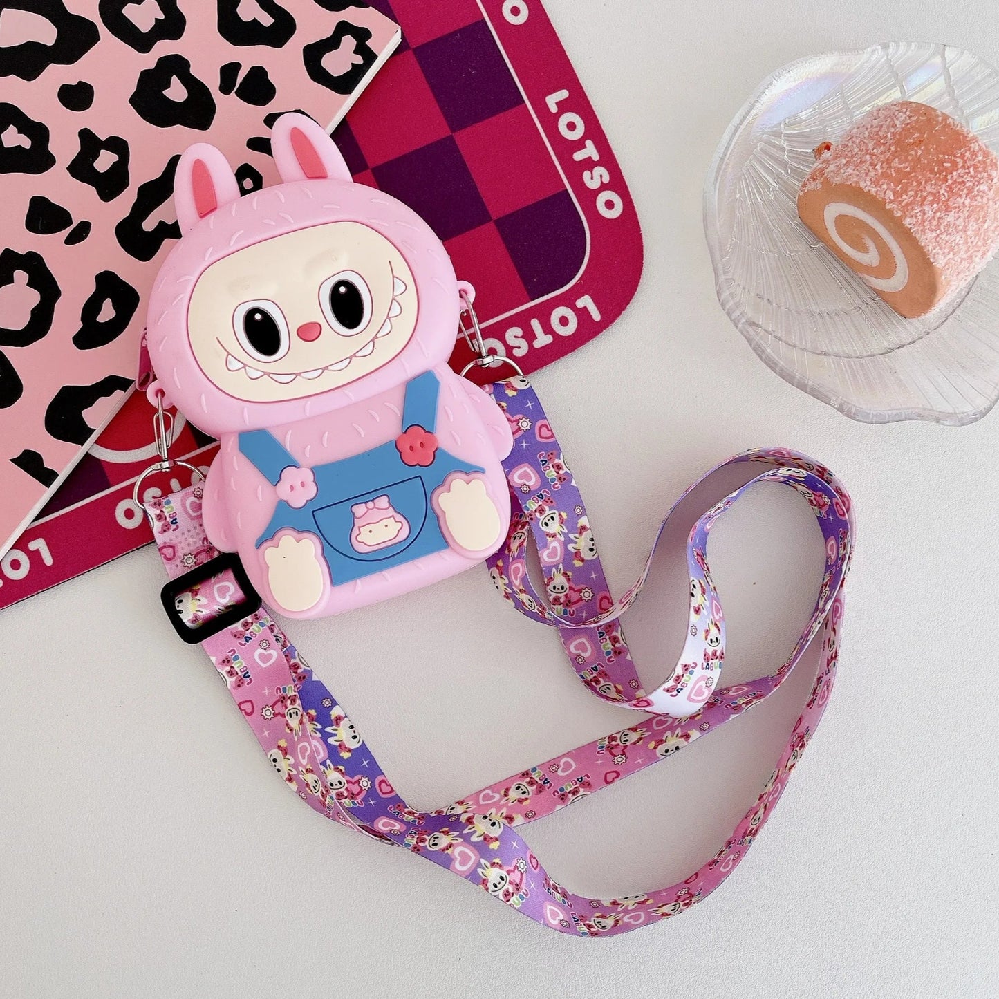 MimiMagic™ Cute Silicone Crossbody Bag – Labubu Bunny Design